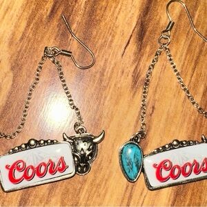 CC Boutique Coors Western Earrings - Gold and Turquoise